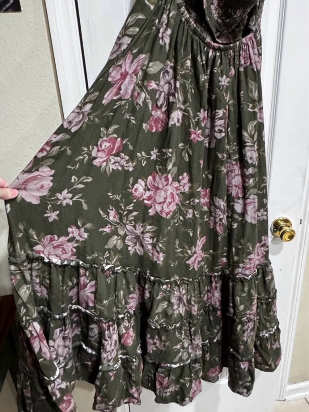 torrid Olive Maxi Dress with Pink Floral Print - Picture 8 of 10